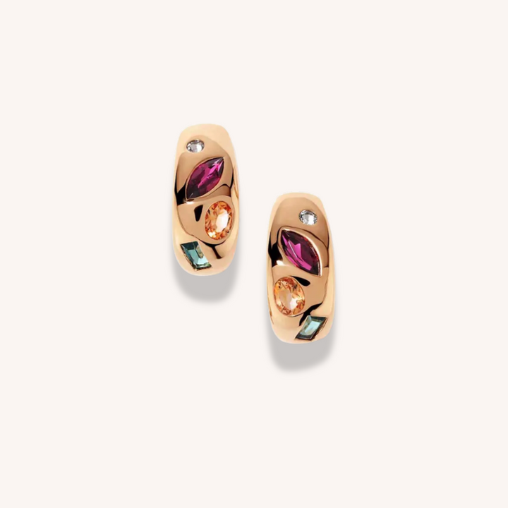18K Gold Candy Gem Earrings
