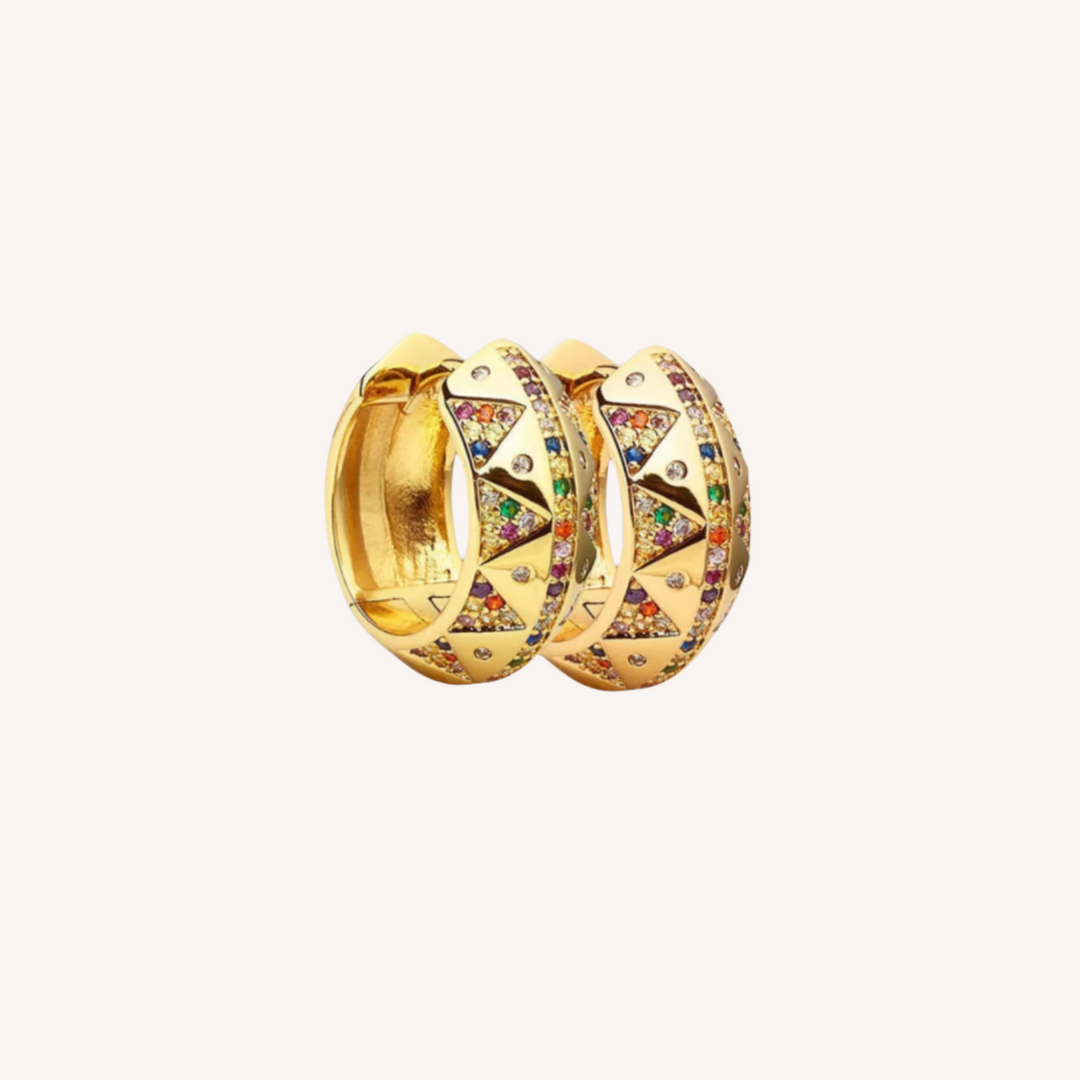 18K Grecian Earrings with Flecked Zircon Stones
