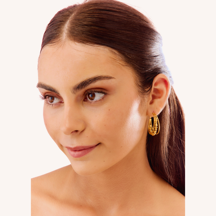 18K Gold Encased Auria Hoop Earrings
