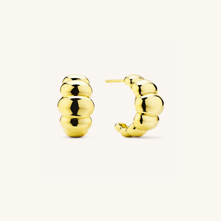 18K Gold Croissant Dome Drop Earrings