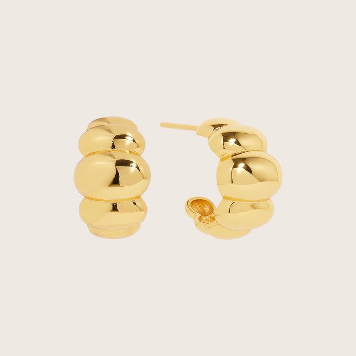 18K Gold Plated Croissant Dome Drop Earrings