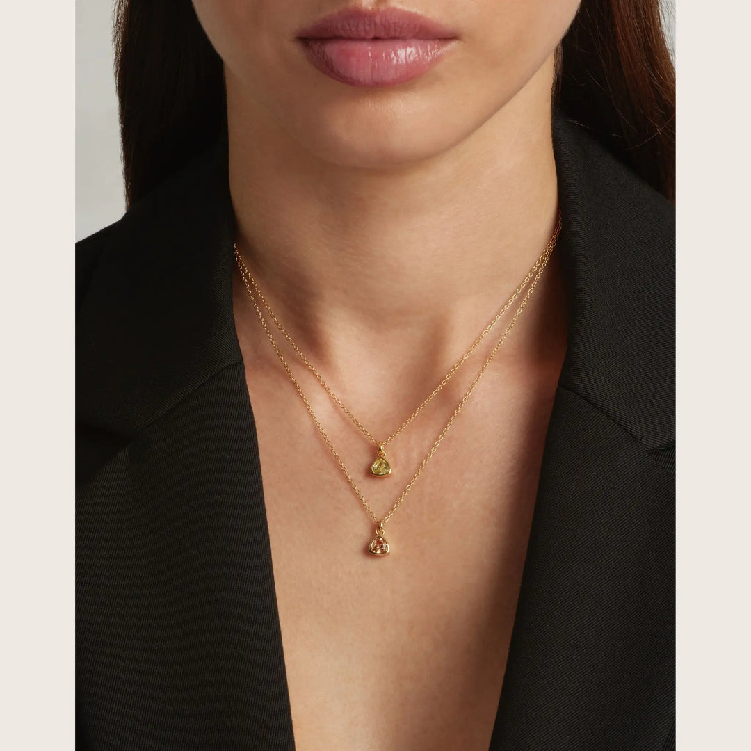 18K Gold Plated Dainty Birthstone Pendant Necklace