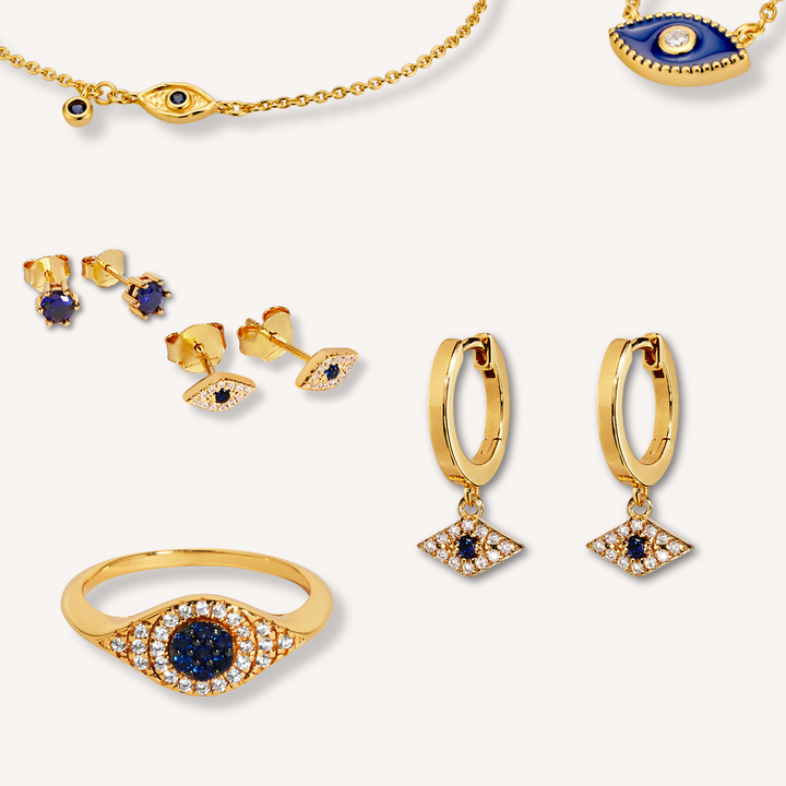 18K Gold Vermeil Jacalin Evil Eye Set
