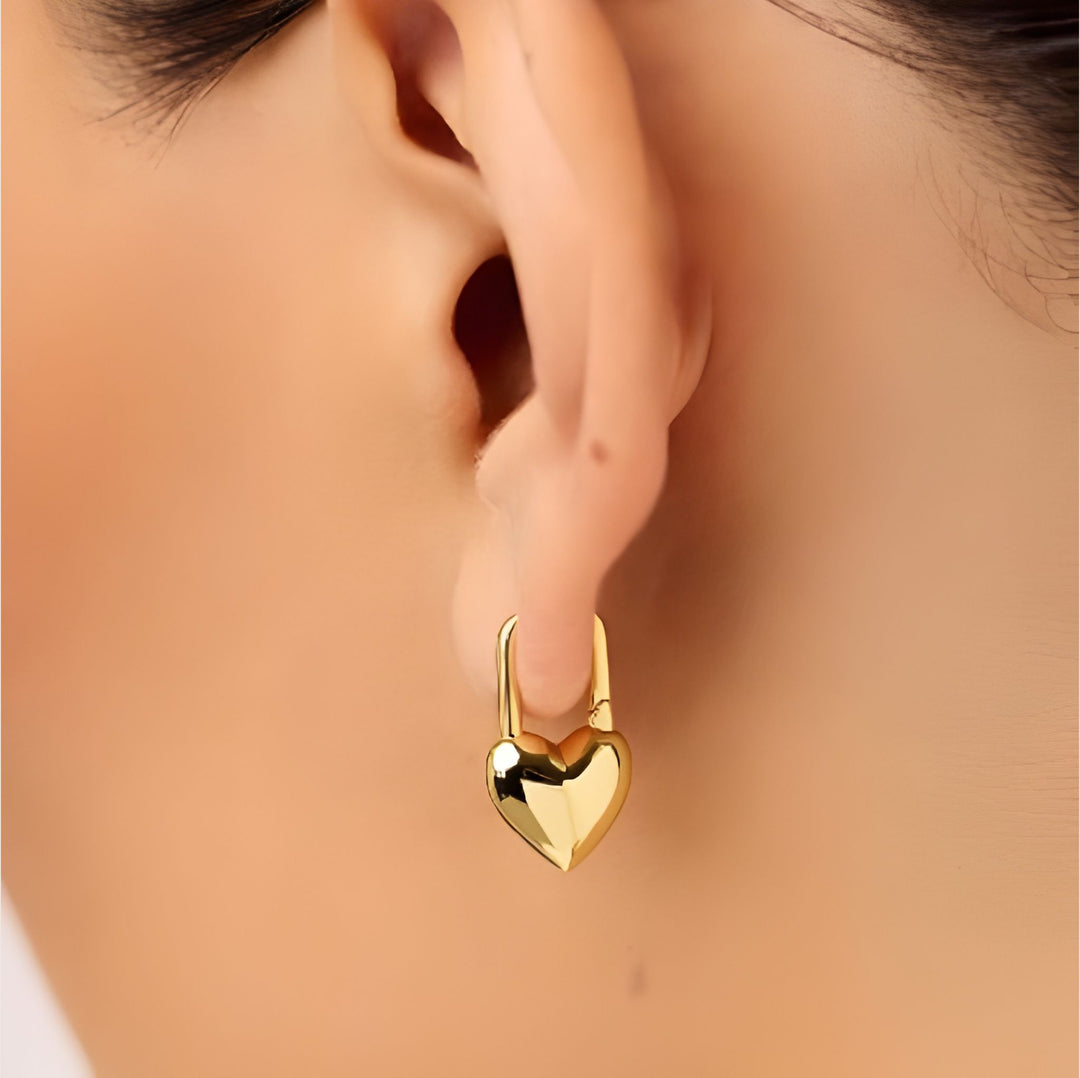 18K Gold Plated Heart Hoop Earrings