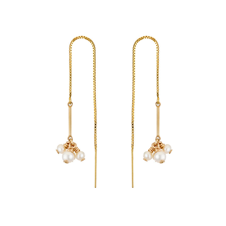 14K Gold Filled Pearl Windchimes Thread Earrings