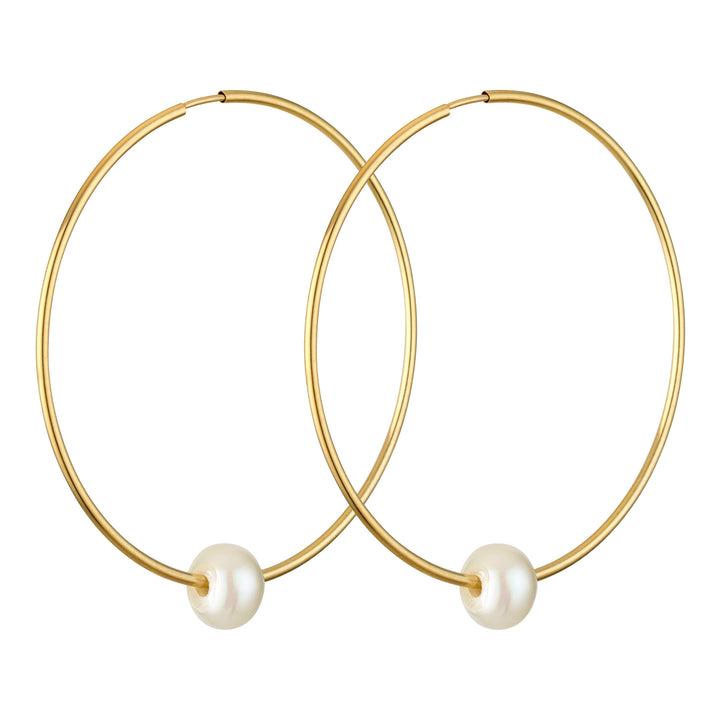 14K Gold Filled Luluah Pearl Hoop Earrings