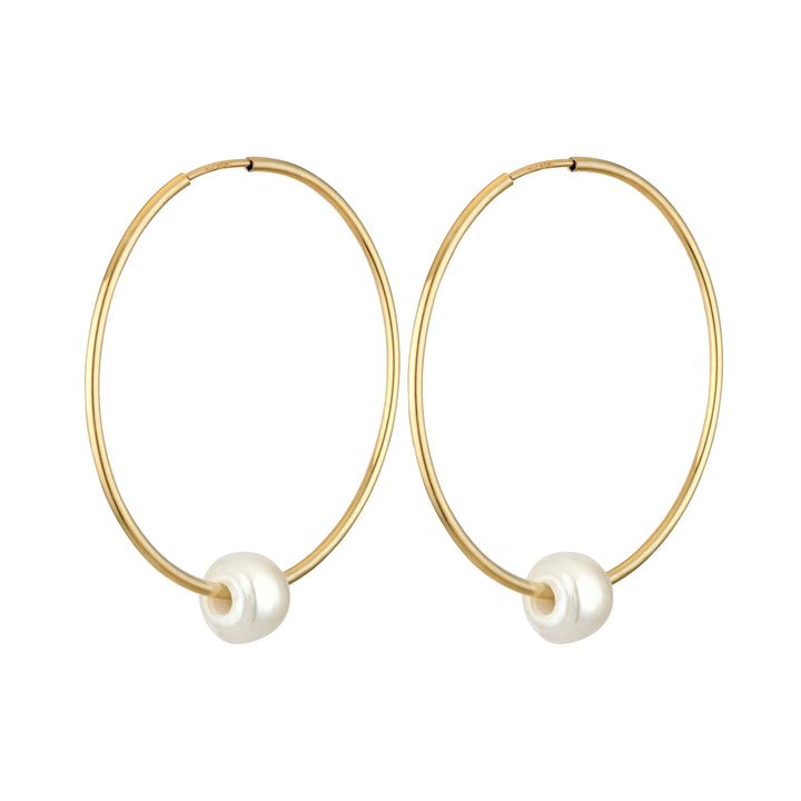 14K Gold Filled Luluah Pearl Hoop Earrings