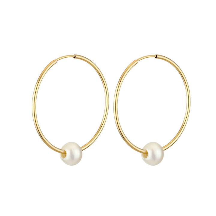 14K Gold Filled Luluah Pearl Hoop Earrings