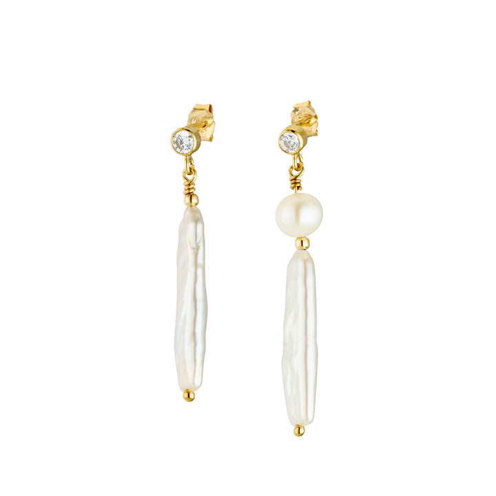 14K Gold Filled Asymmetrical Margalit Pearl Drop Earrings