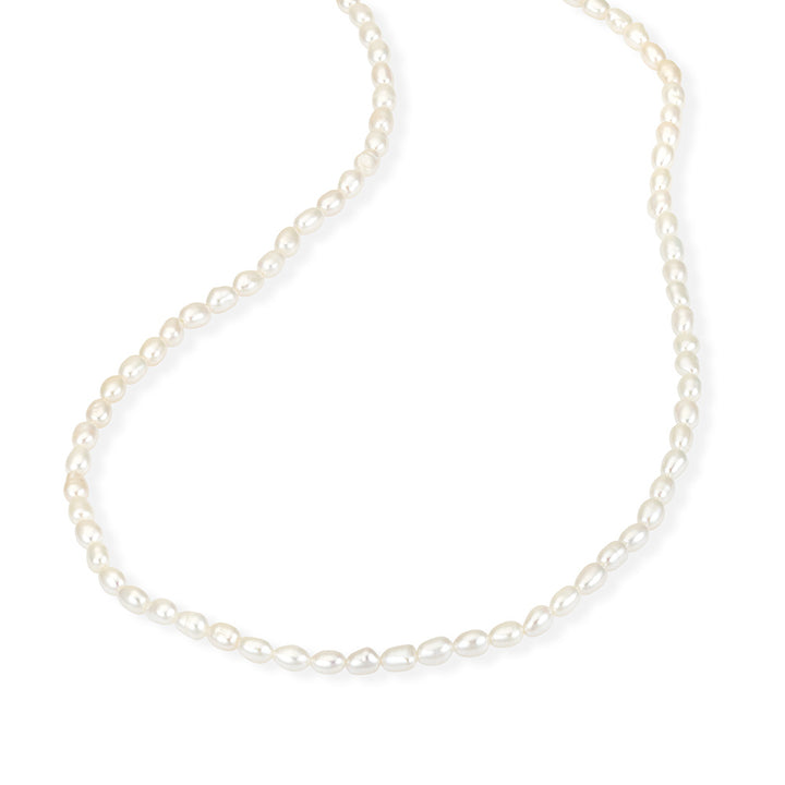 14K Gold Filled Lucine String Of Rice Pearls Necklace