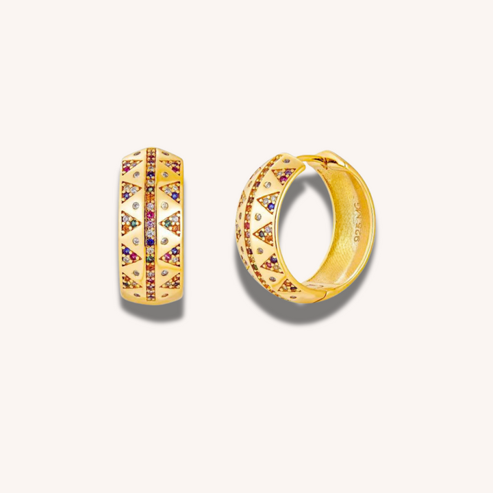 18K Grecian Earrings with Flecked Zircon Stones