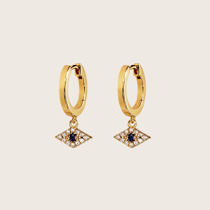 18K Gold Vermeil Jacalin Evil Eye Hoop Earrings