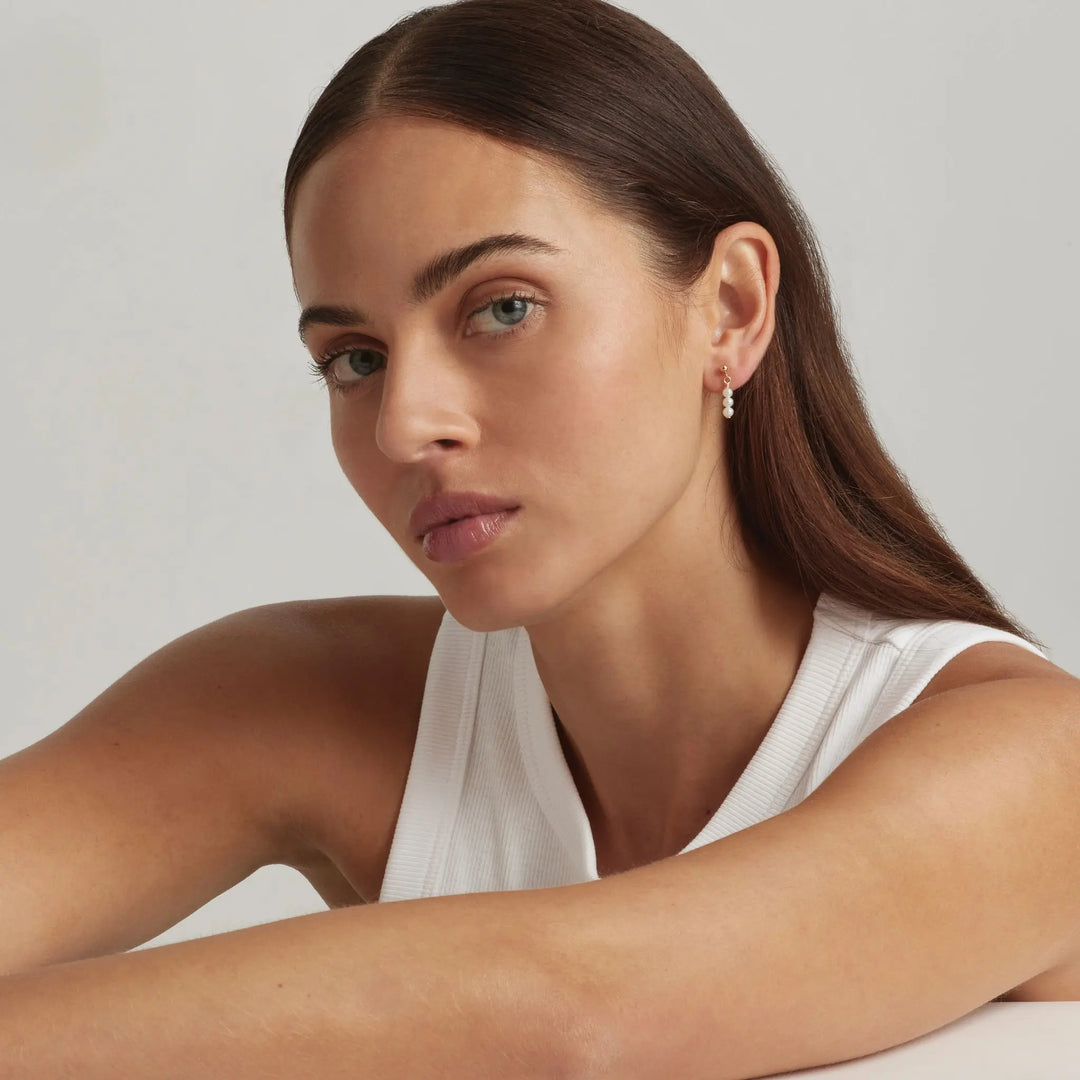 14K Gold Filled Lily Pearl Drop Earrings