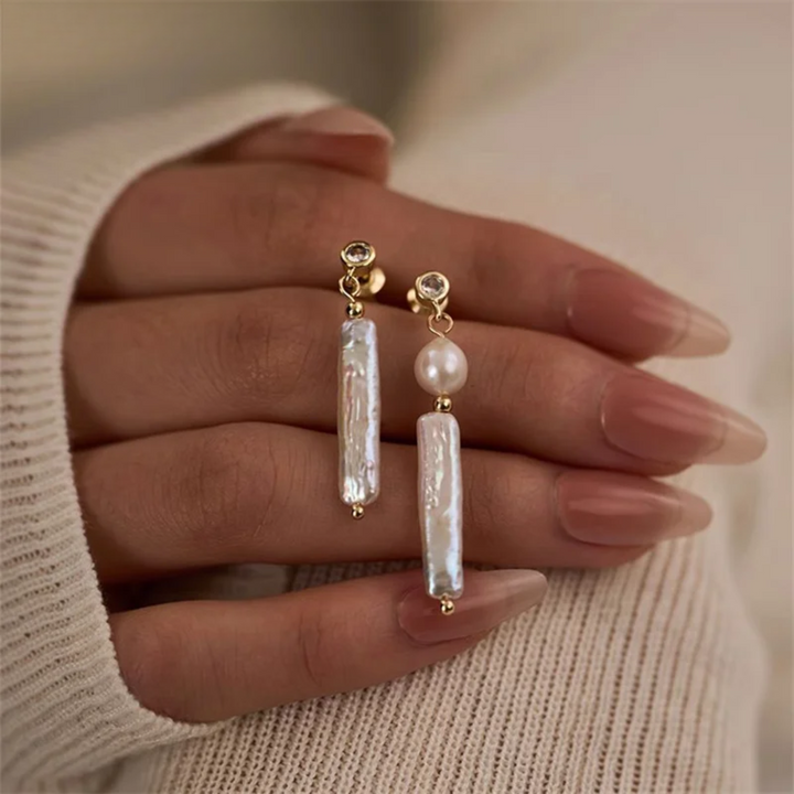 14K Gold Filled Asymmetrical Margalit Pearl Drop Earrings