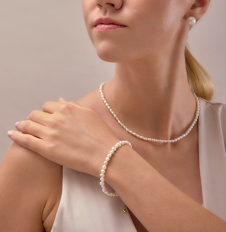 14K Gold Filled Lachelle Baroque Pearl Necklace and Bracelet Set