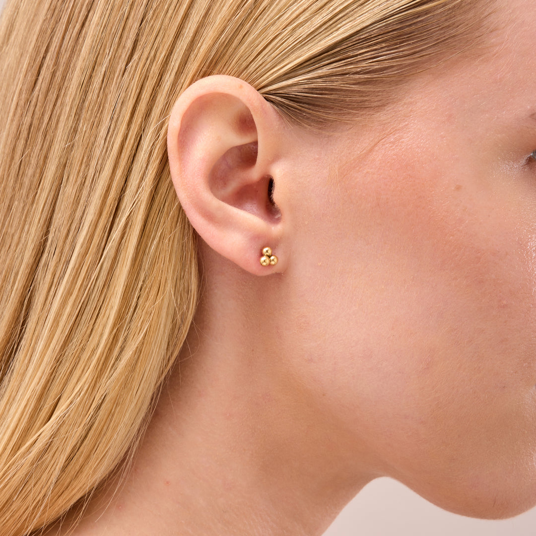 14K Gold Filled Trinity Stud Earrings