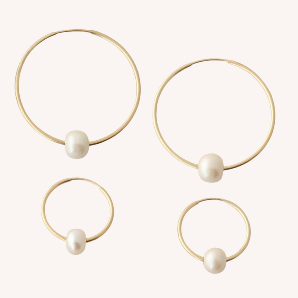14K Gold Filled Luluah Pearl Hoop Earrings