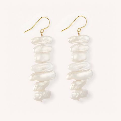 14K Gold Filled Recta Baroque Pearl Drop Earrings