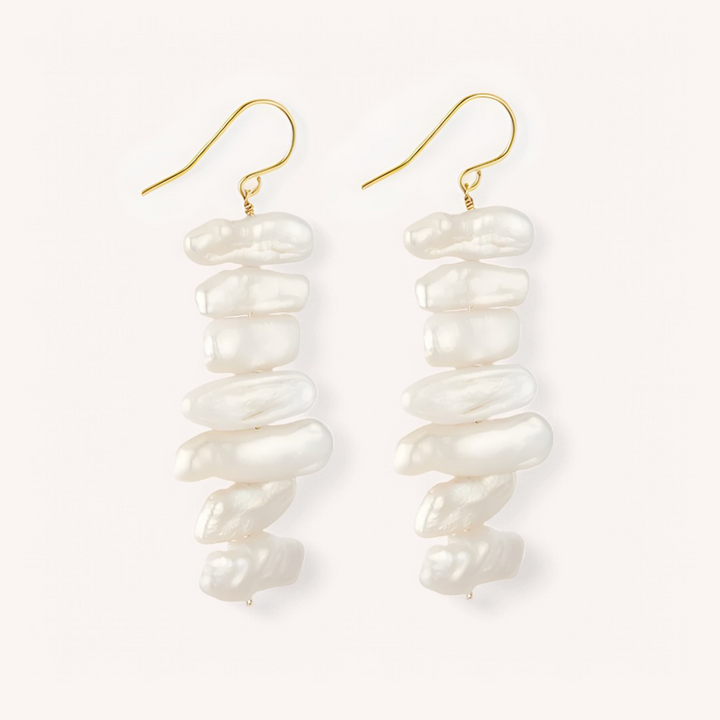 14K Gold Filled Recta Baroque Pearl Drop Earrings