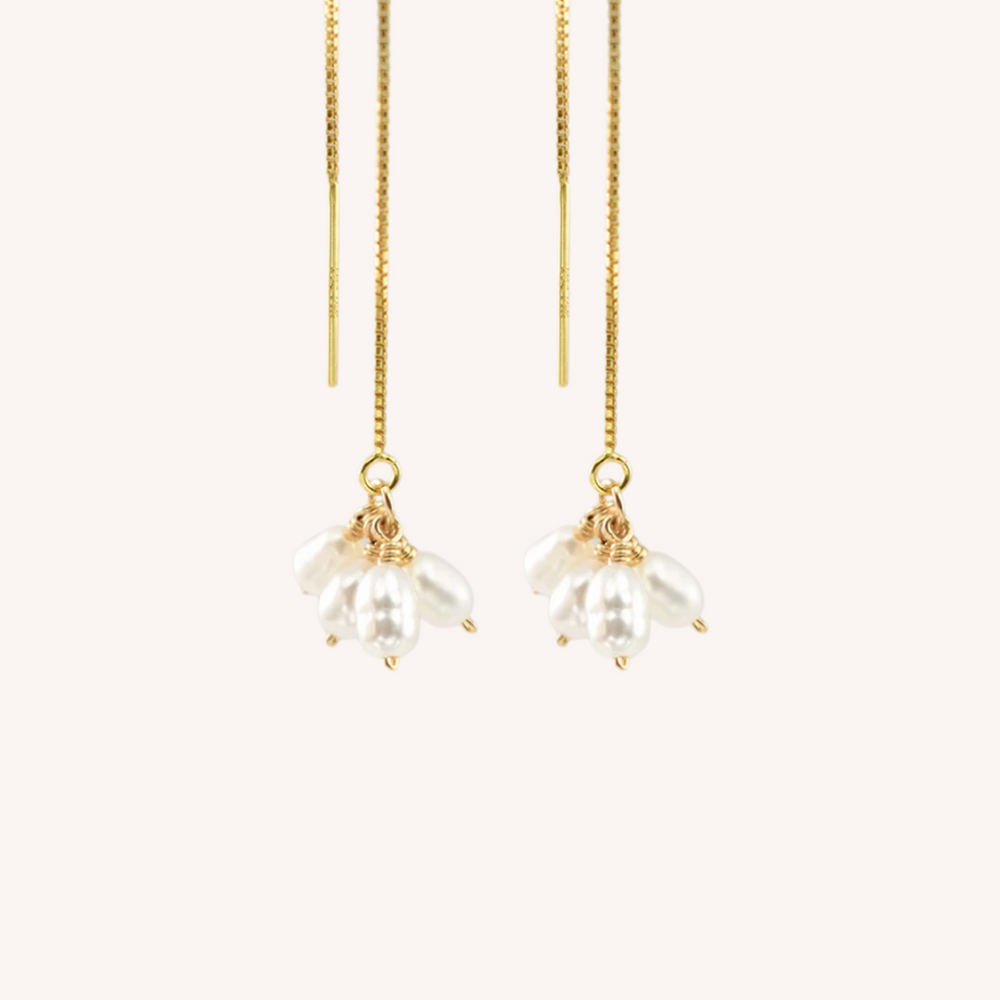 14K Gold Filled Pearl Windchimes Thread Earrings