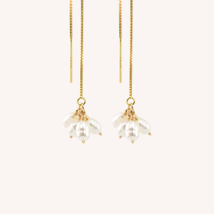 14K Gold Filled Pearl Windchimes Thread Earrings