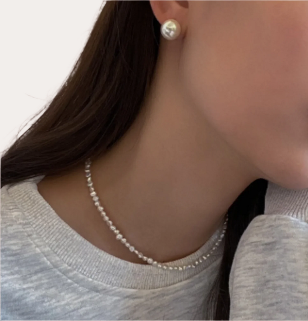 Big Button Freshwater Pearl Stud Earrings