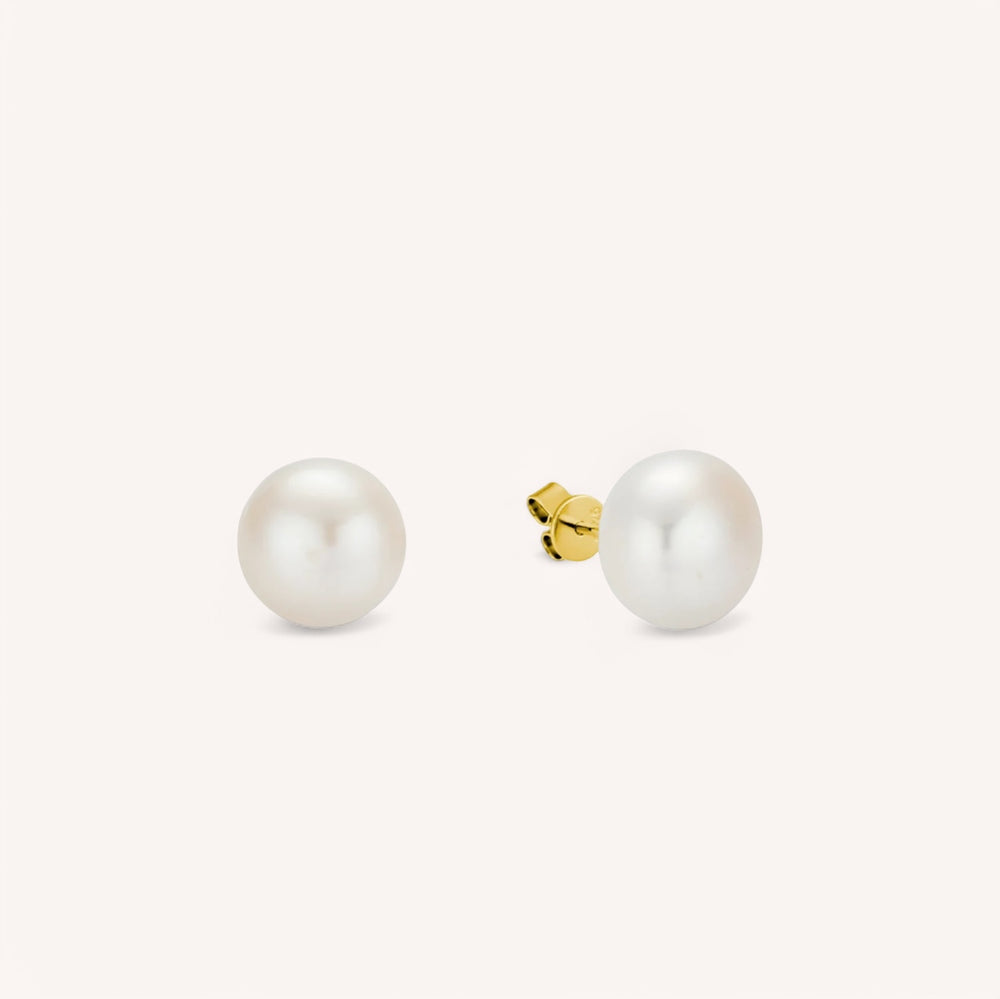 Big Button Freshwater Pearl Stud Earrings