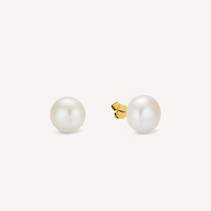 Big Button Freshwater Pearl Stud Earrings