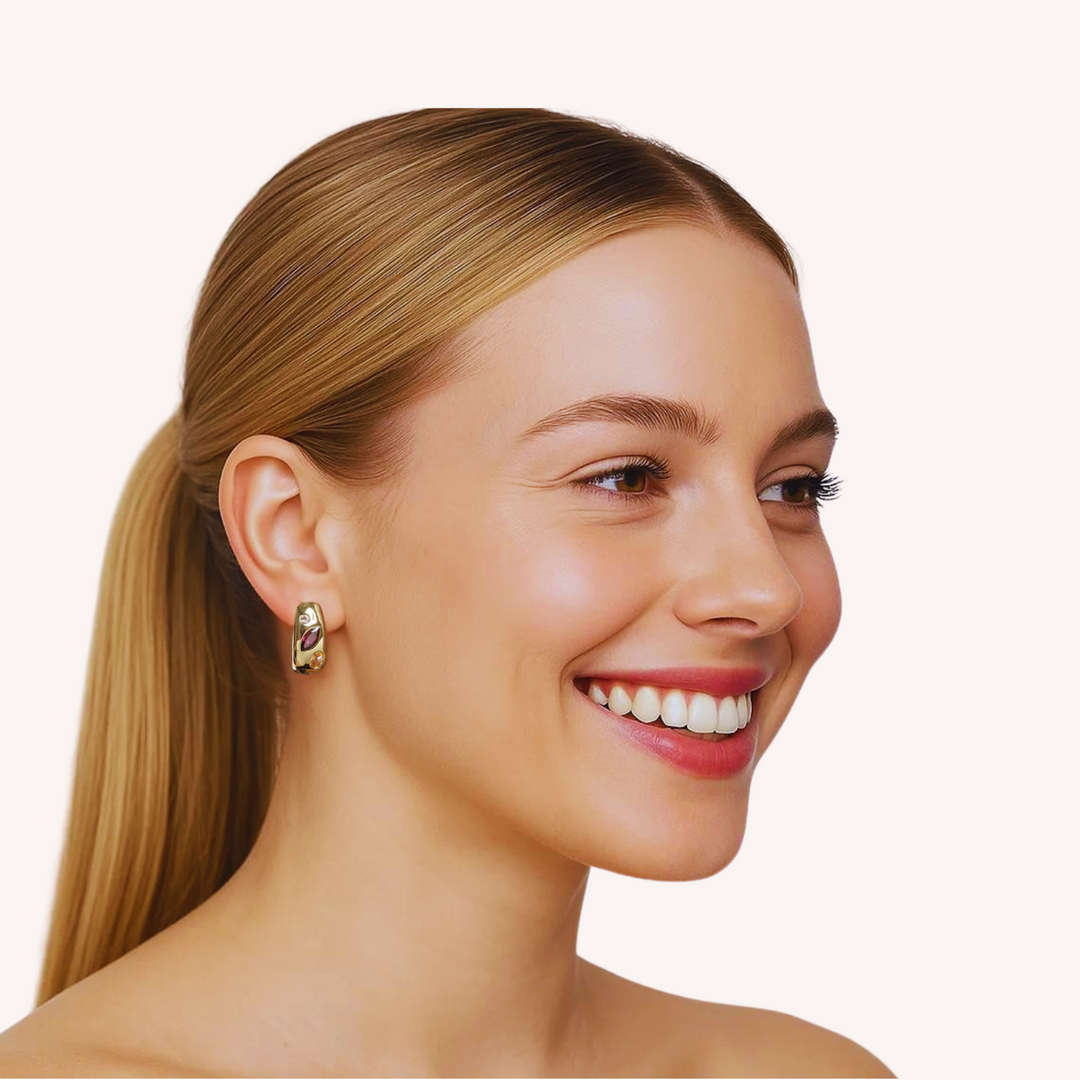18K Gold Plated Candy Gem Earrings