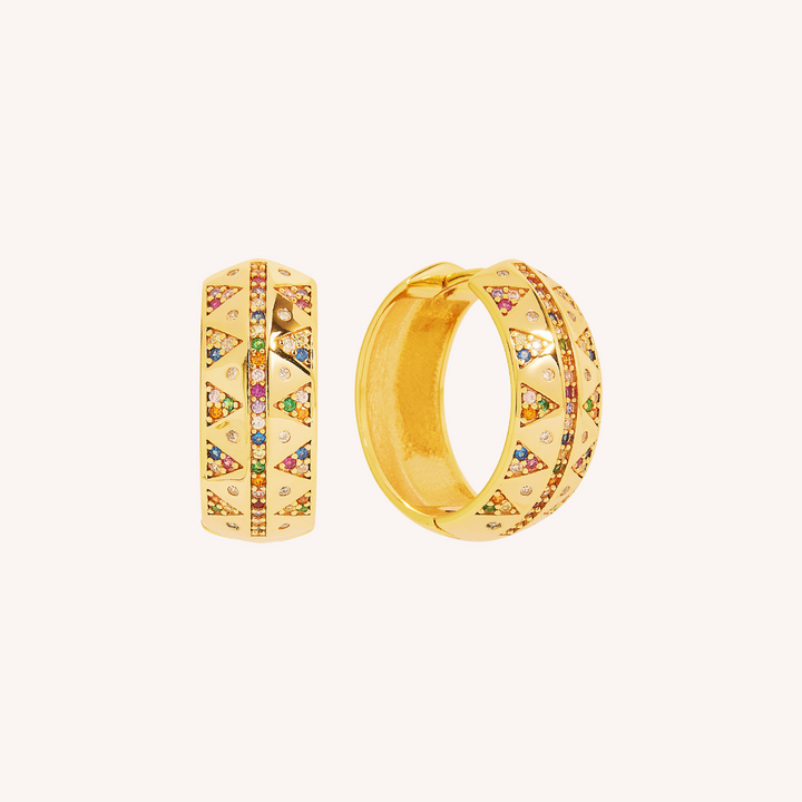 18K Gold Plated Grecian Earrings with Flecked Zircon Stones