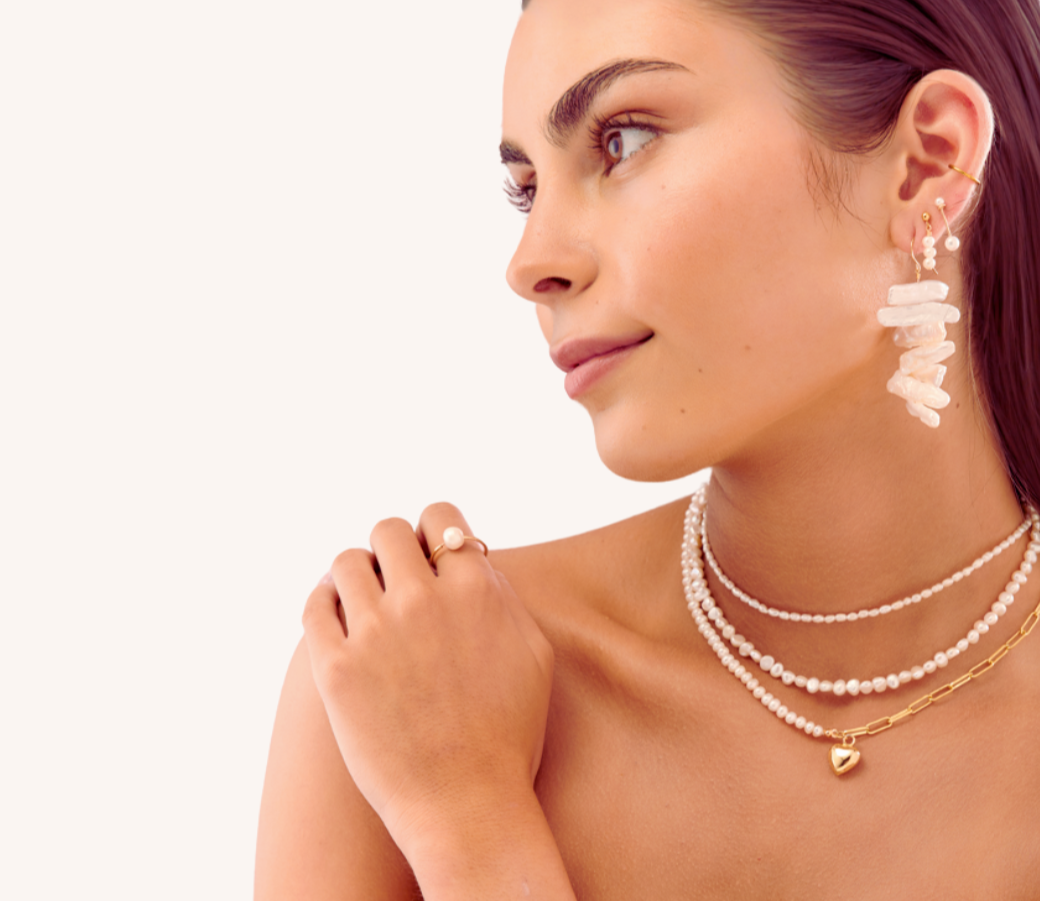 14K Gold Filled Recta Baroque Pearl Drop Earrings