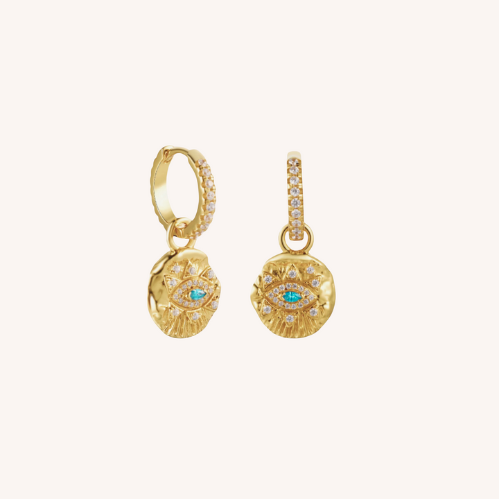 18K Gold Plated Evil Eye Vintage Hoop Earrings