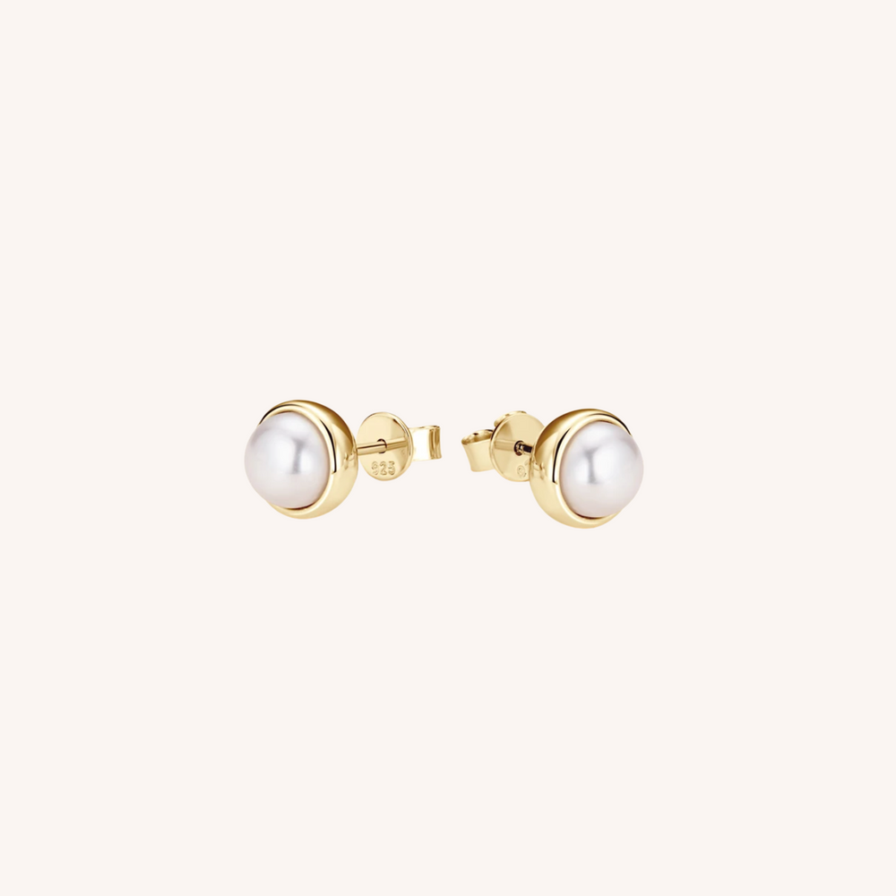 18K Gold Plated Lulu Pearl Stud Earrings