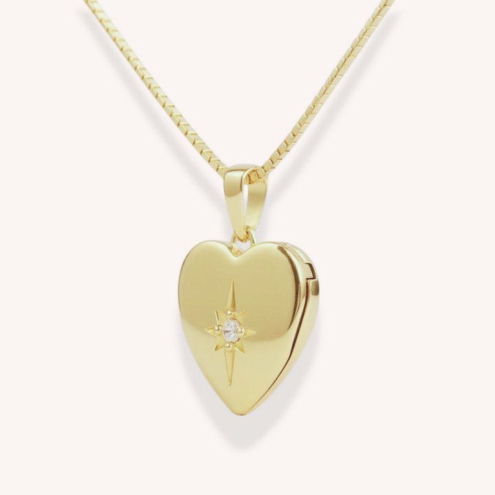 18K Gold Vermeil Heart Locket Pendant Necklace