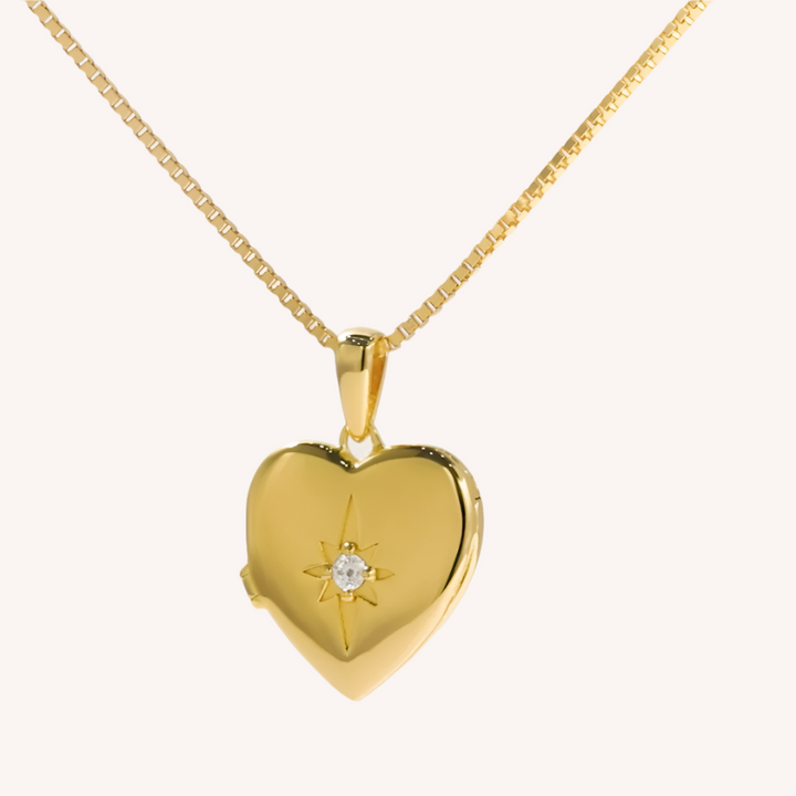 18K Gold Vermeil Heart Locket Pendant Necklace
