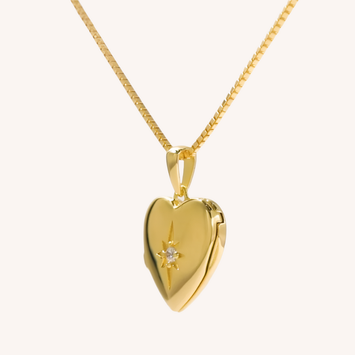 18K Gold Vermeil Heart Locket Pendant Necklace