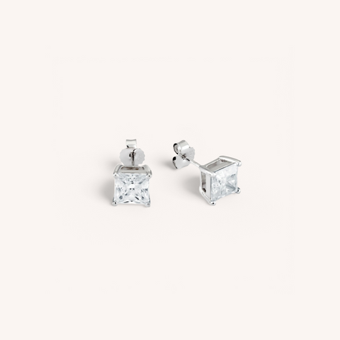 18K White Gold Diamante Moissanite Stud Earrings