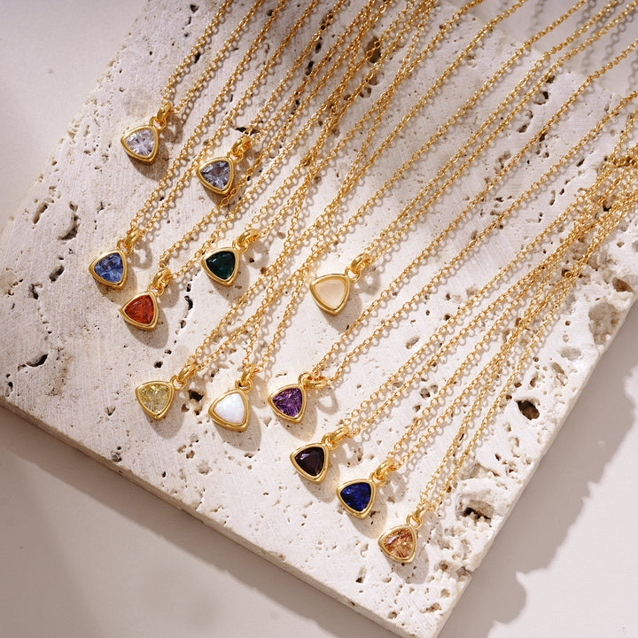 18K Gold Dainty Birthstone Pendant Necklace