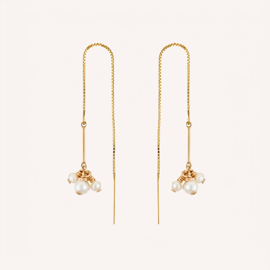 14K Gold Filled Pearl Windchimes Thread Earrings