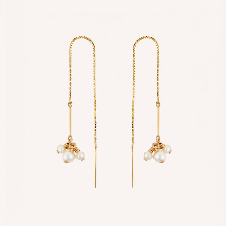 14K Gold Filled Pearl Windchimes Thread Earrings