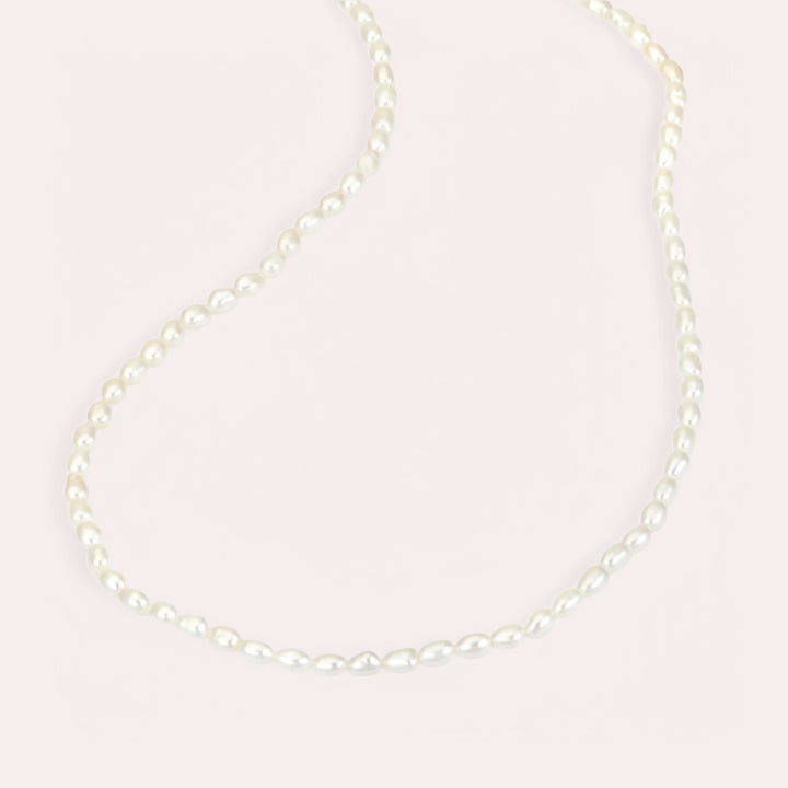14K Gold Filled Lucine String Of Rice Pearls Necklace