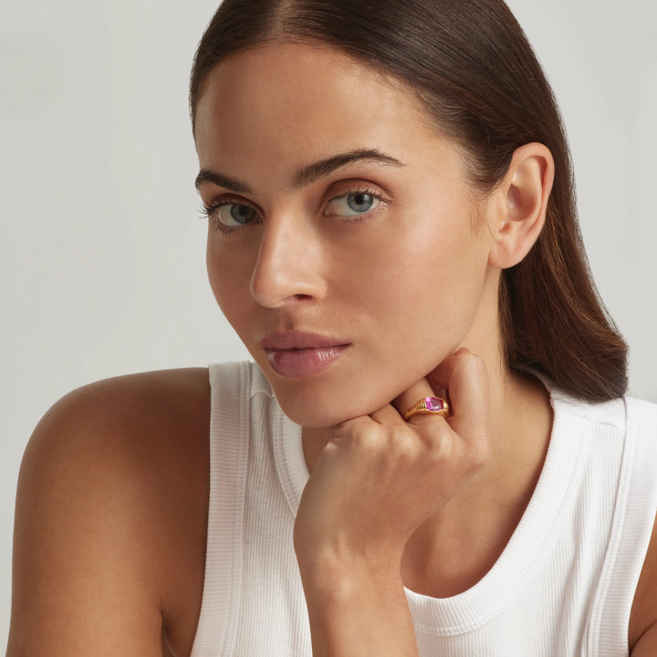 18K Gold Vermeil Akula Fuchsia Flame Ring