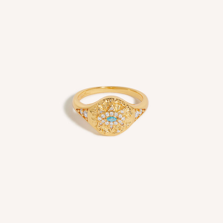 18K Gold Plated Evil Eye Vintage Ring