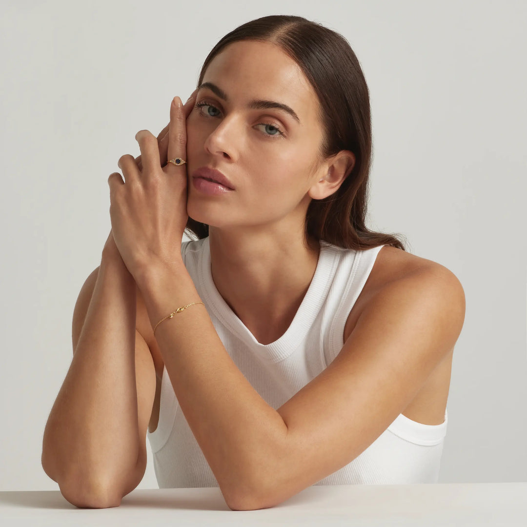 18K Gold Vermeil Jacalin Evil Eye Ring