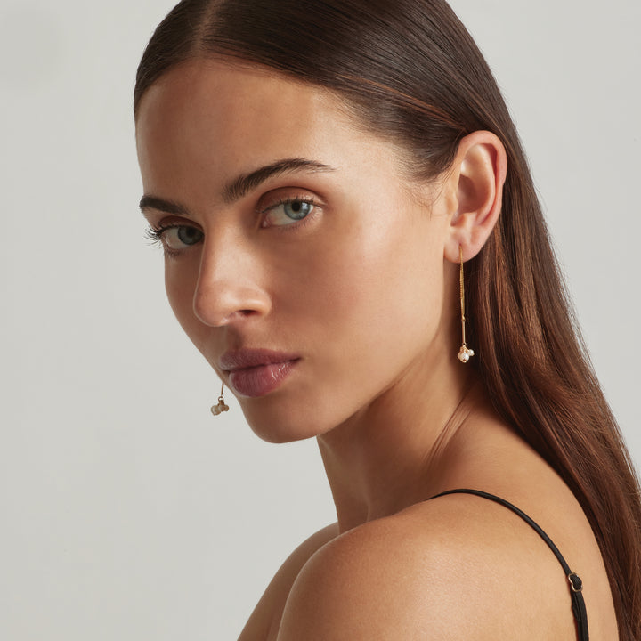 14K Gold Filled Pearl Windchimes Thread Earrings