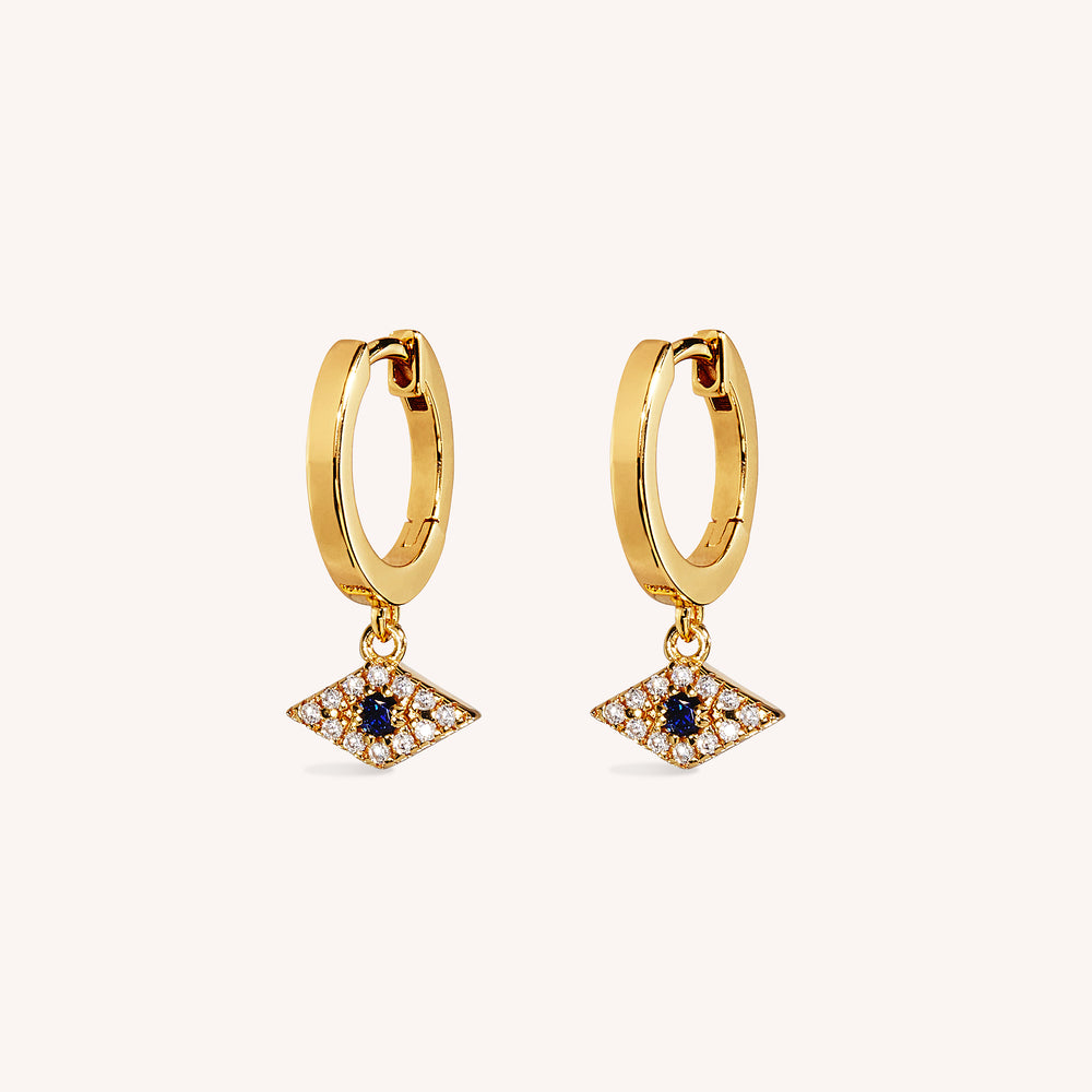 18K Gold Vermeil Jacalin Evil Eye Hoop Earrings