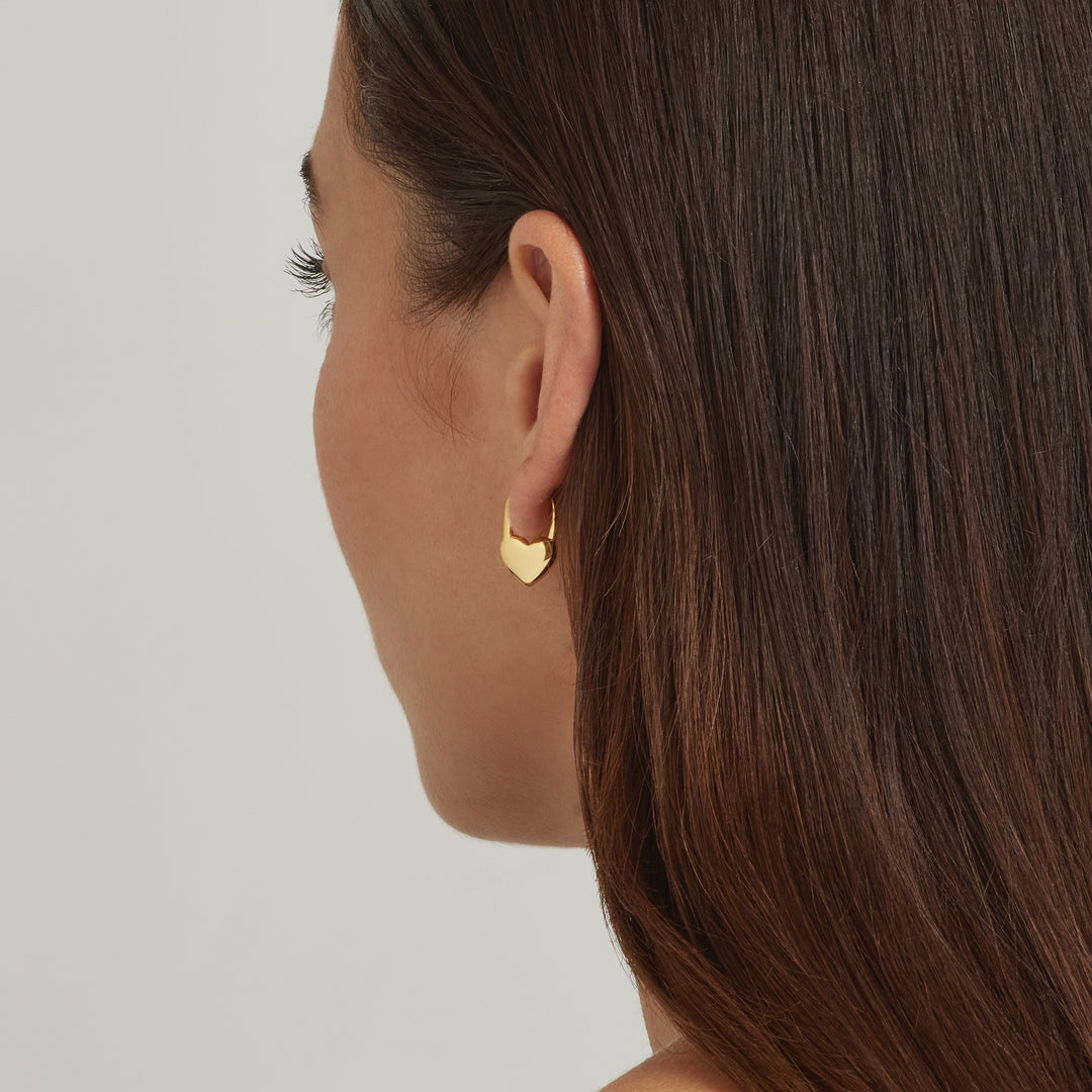18K Gold Plated Heart Hoop Earrings