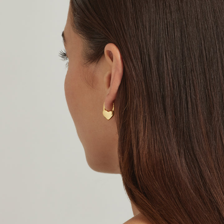 18K Gold Plated Heart Hoop Earrings