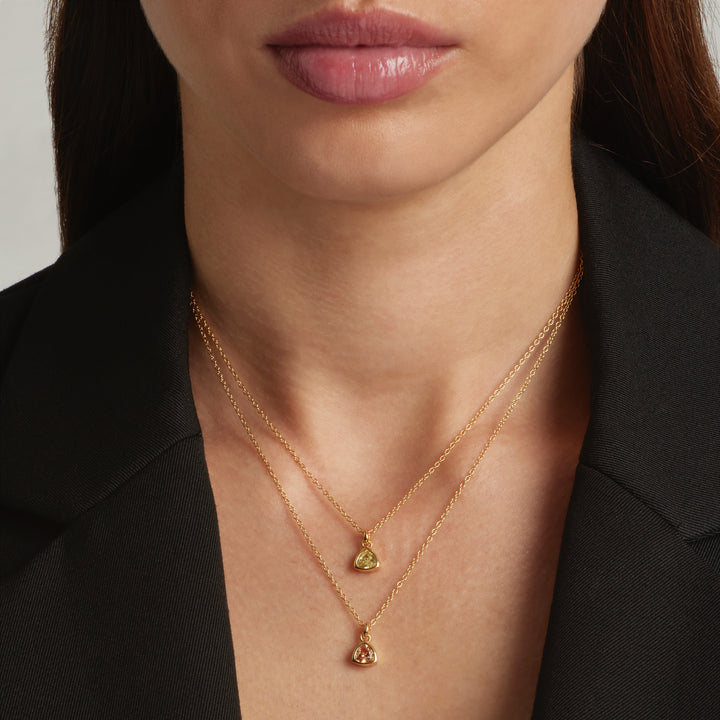 18K Gold Plated Dainty Birthstone Pendant Necklace