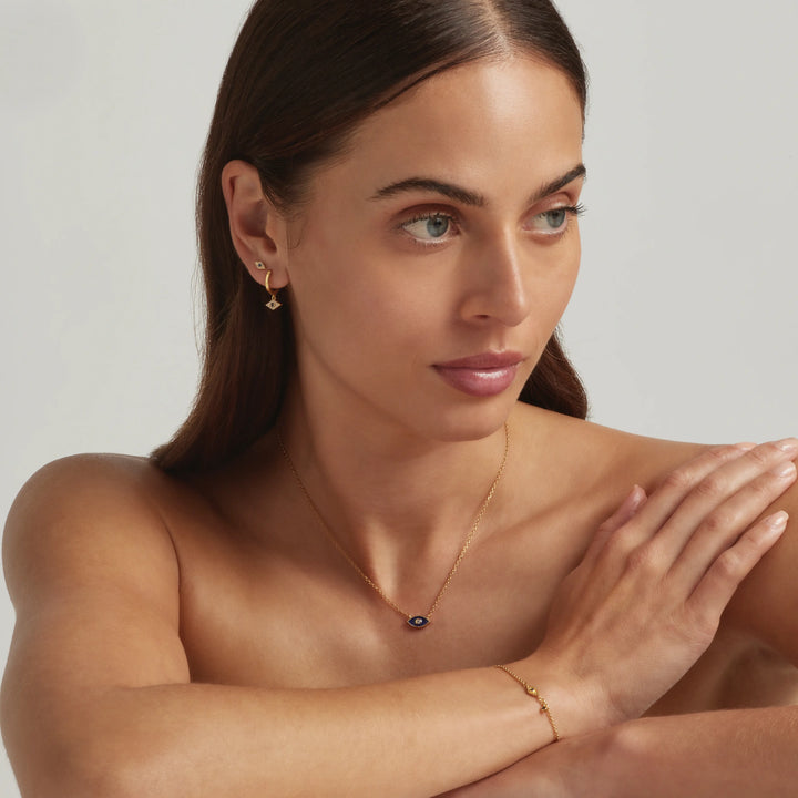 18K Gold Vermeil Jacalin Evil Eye Hoop Earrings